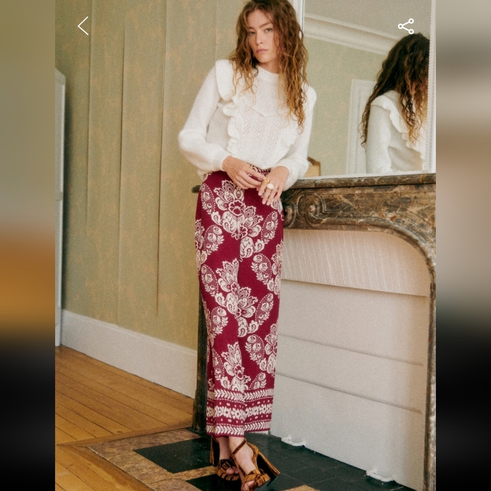 Sezane Christiano Ornanmental Print Trousers